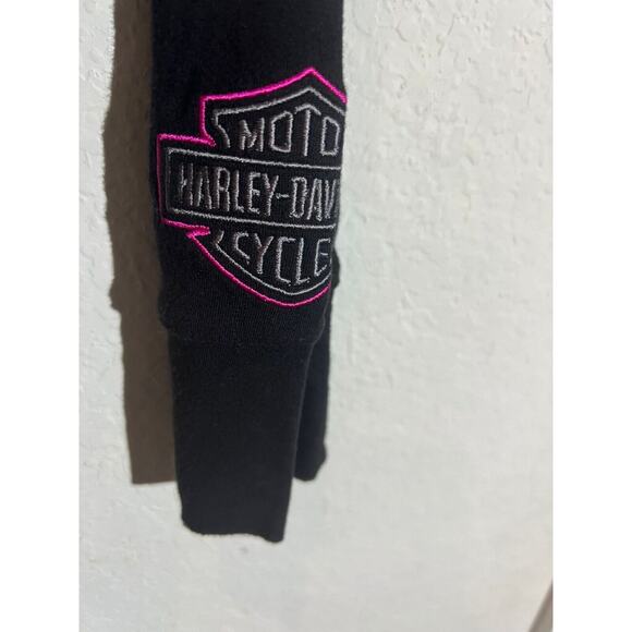 Harley Davidson Silver Eagle Waterloo Iowa Black Biker Top Embroidered Womens 1X - Picture 9 of 9